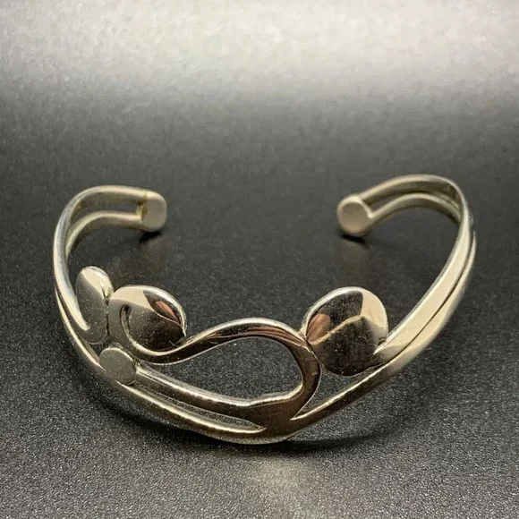 Vintage Silver Tone Modern Organic Swirly Freeform Cuff Bracelet - Picture 1 of 4